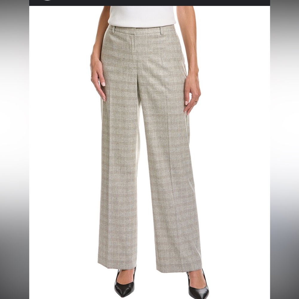 Lafayette 148 New York Beige Plaid Trousers